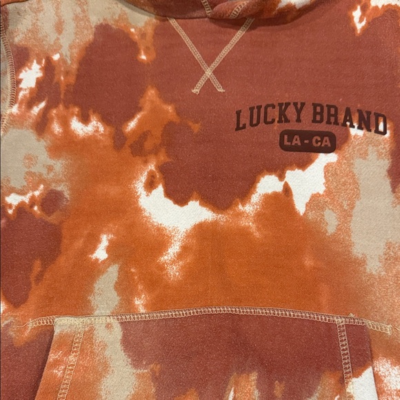 Lucky Brand Tie-Dye Kids Hoodie in Orange and Cream - Picture 3 of 6